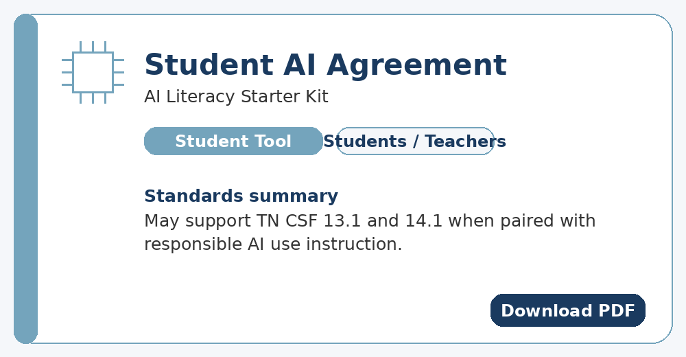 Preview image of the Student AI Agreement classroom resource card